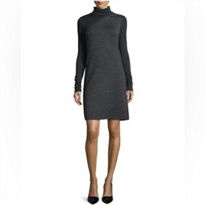 Theory "Tajello Delfina" Houndstooth Turtleneck Long Sleeve Dress. Wool Blend. M